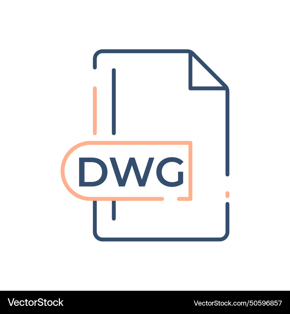 Dwg file format icon extension line vector image
