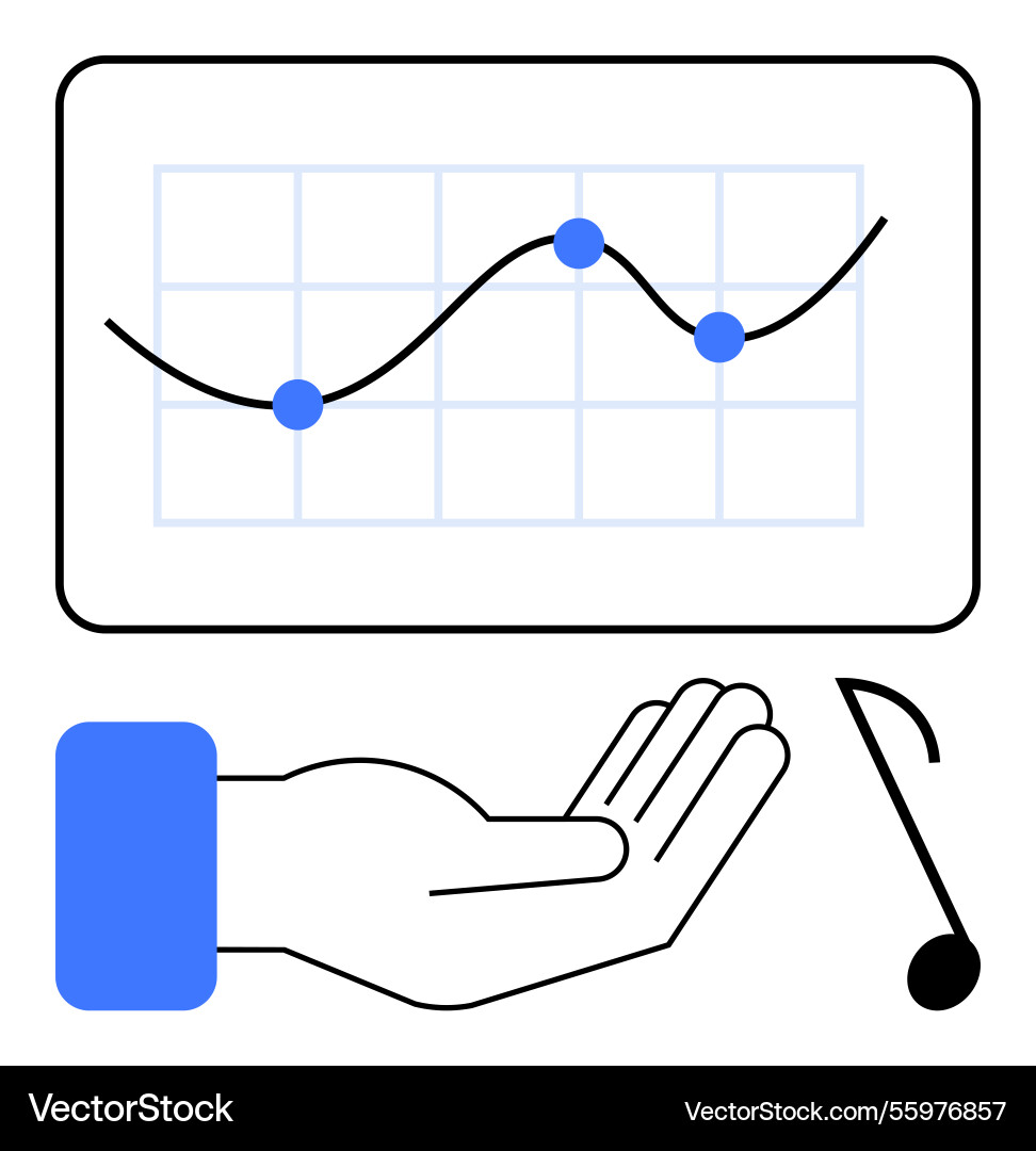 Hand supporting growth chart with data Hand supporting growth chart with data Vector Image