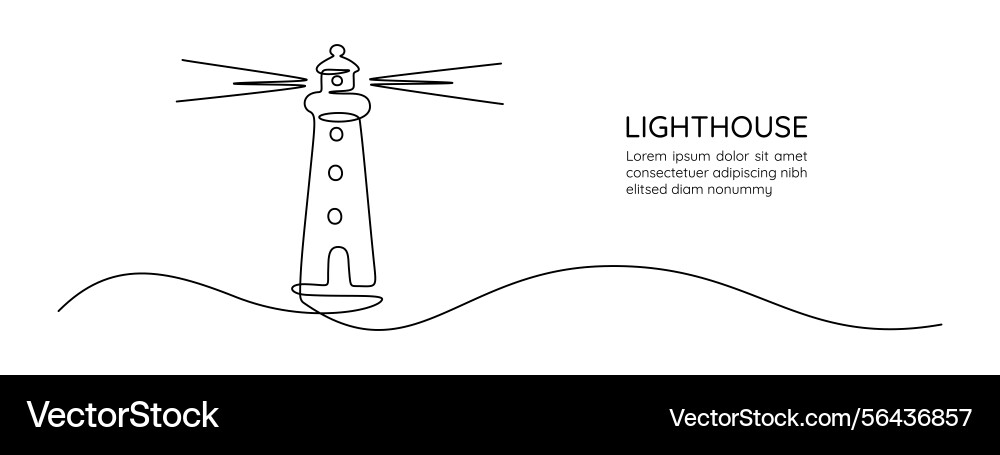 Lighthouse tower in one continuous line drawing Lighthouse tower in one continuous line drawing vector image