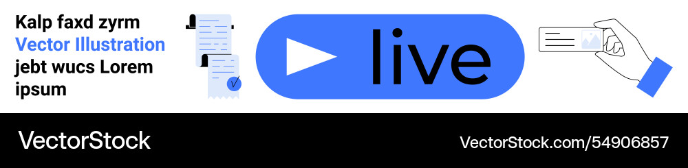 Live broadcast play button text elements hand Live broadcast play button text elements hand vector image