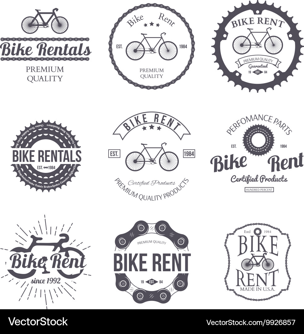 Retro Bike Rental Logos Vector Image