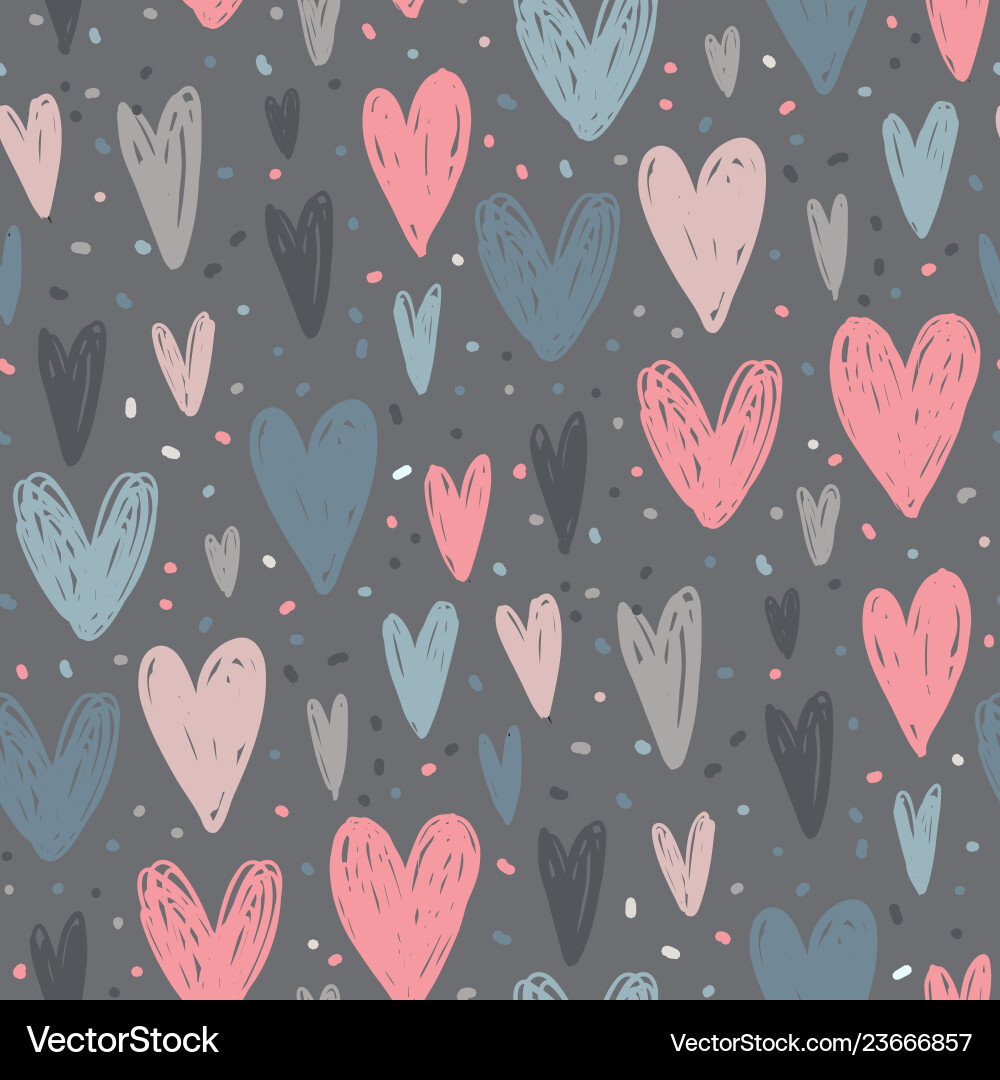 Seamless pattern with hand drawn hearts Royalty Free Vector