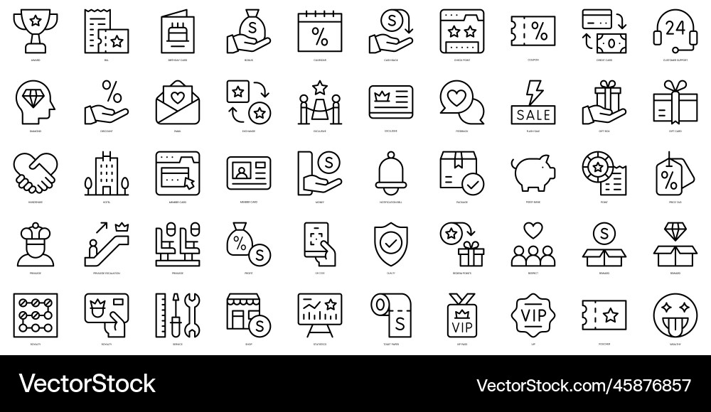 Set of thin line loyalty program icons vector image