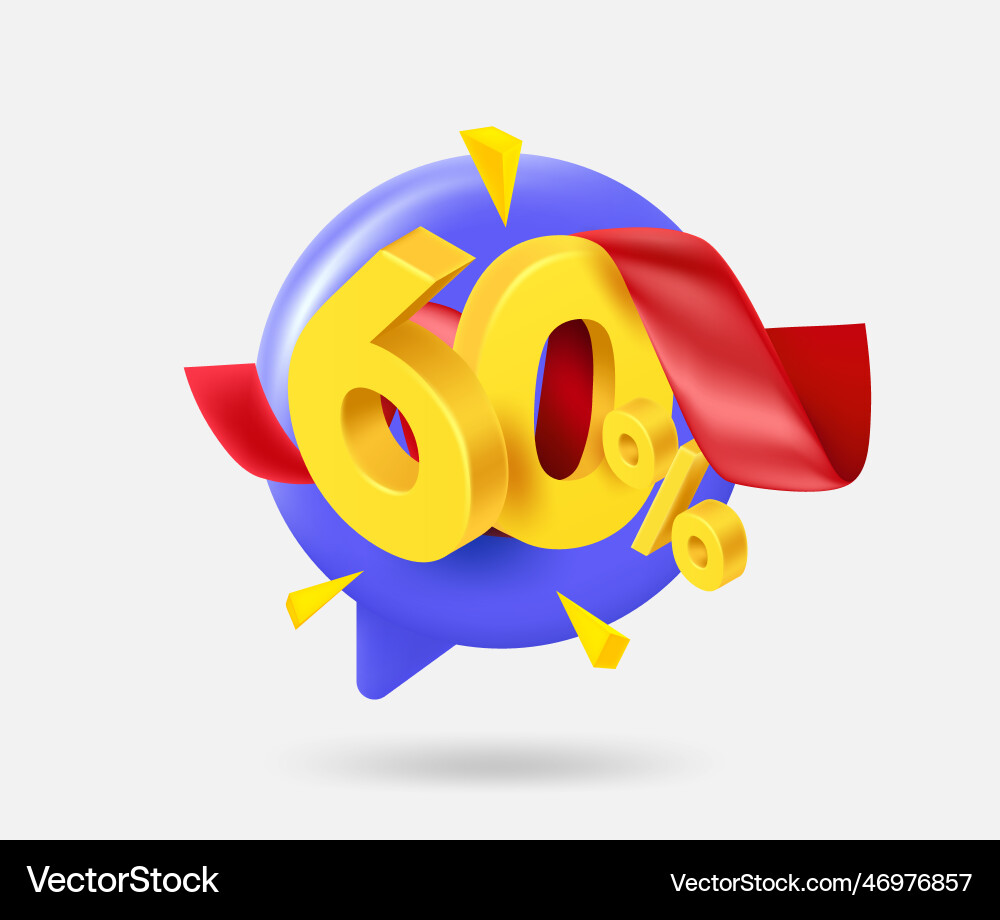 Sprachwolke mit 60 Prozent Dicount Angebot 3d Sprachwolke mit 60 Prozent Dicount Angebot 3d vektorbild