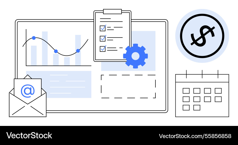 Data monitoring with analytics task management Data monitoring with analytics task management Vector Image