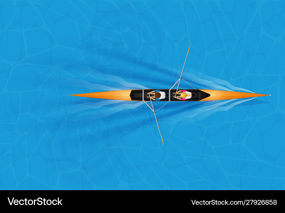 Double racing shell with mixed paddlers Royalty Free Vector