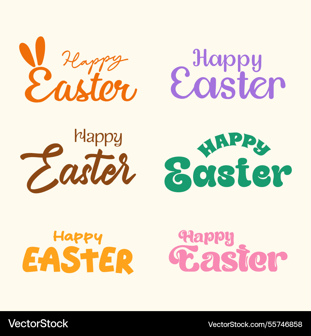 Easter Typography Set - Retro & Playful vector image