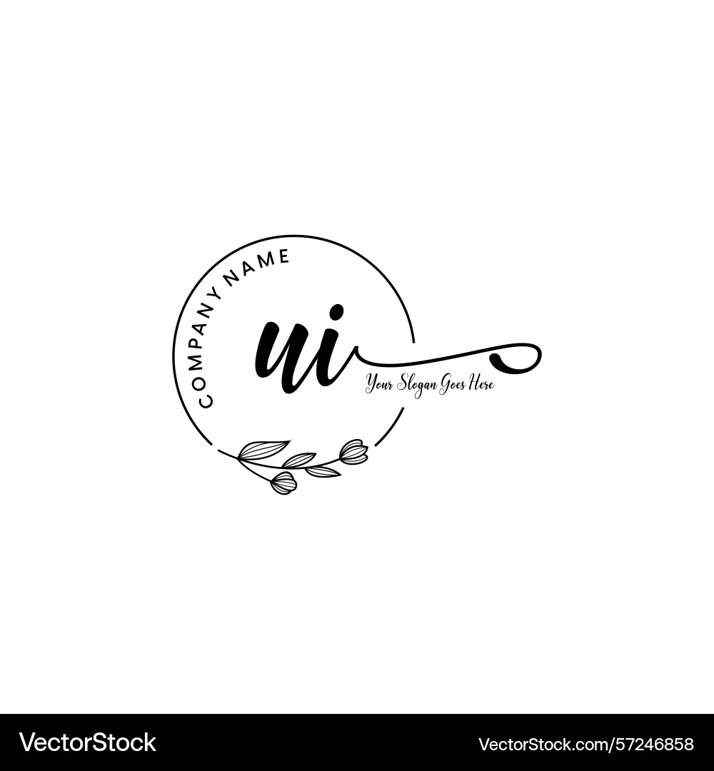 Elegant ui initial logo design with botanical Vector Image