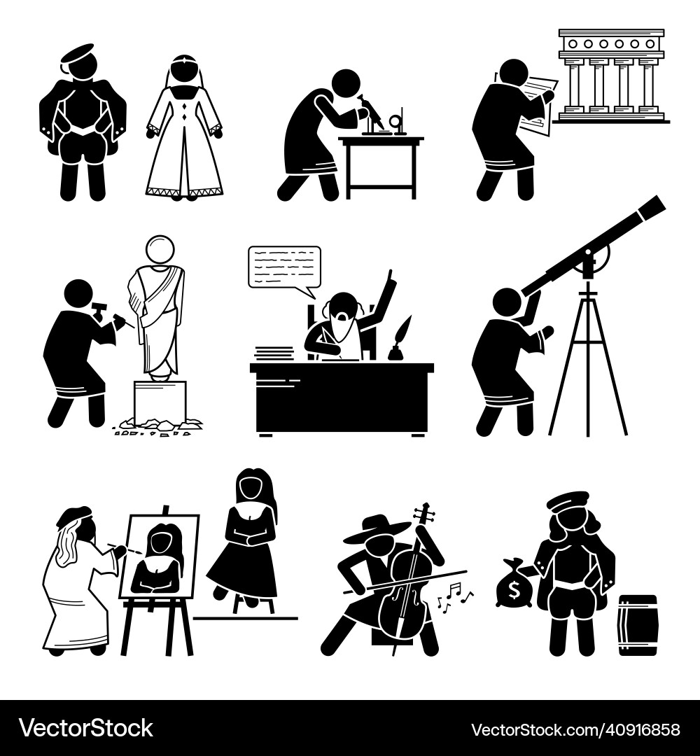 Late middle ages renaissance people human Late middle ages renaissance people human vector image