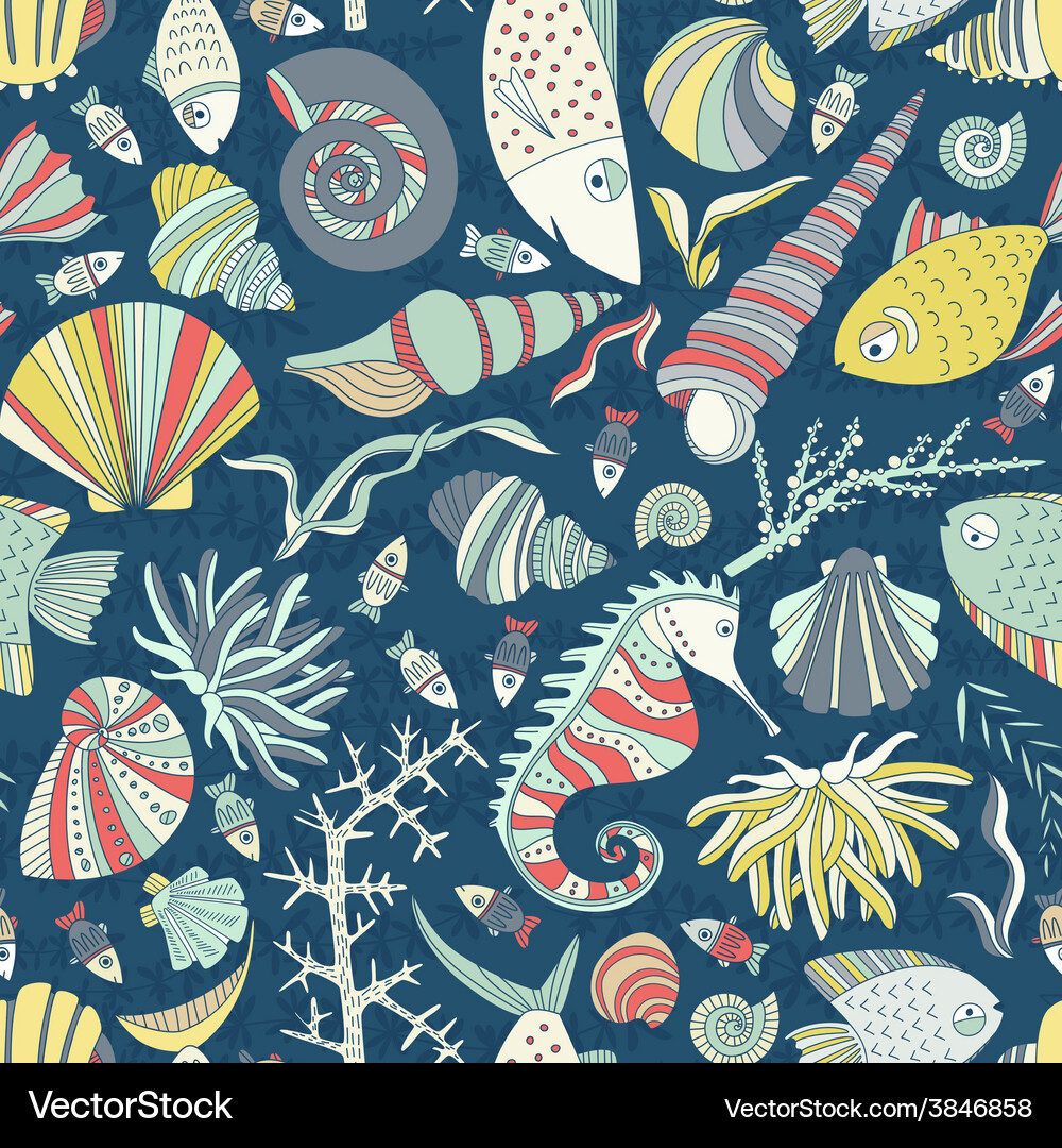Ocean Seashell Pattern Vector Image