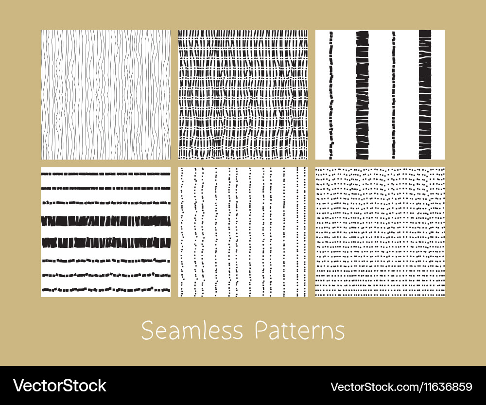 Dotted & Dashed Repeating Patterns Vector Image