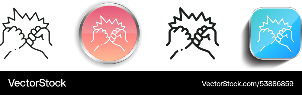 Fist bump icon thin linear regular and button vector image