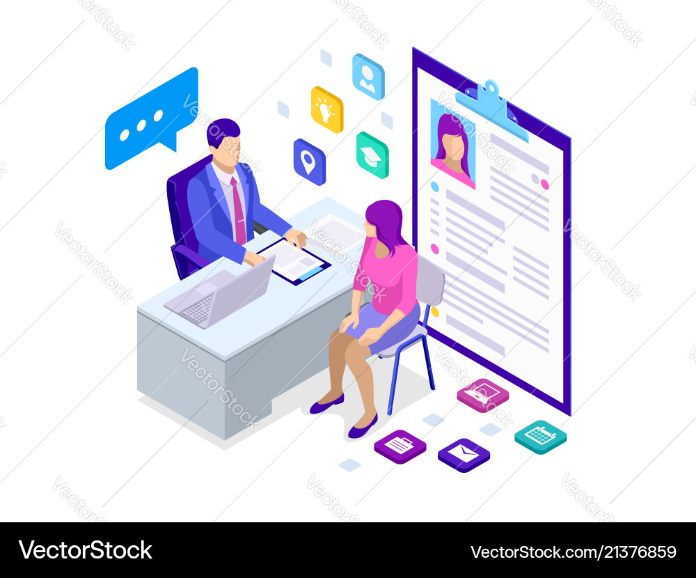 Isometric Job Interview Scene Royalty Free Vector Image