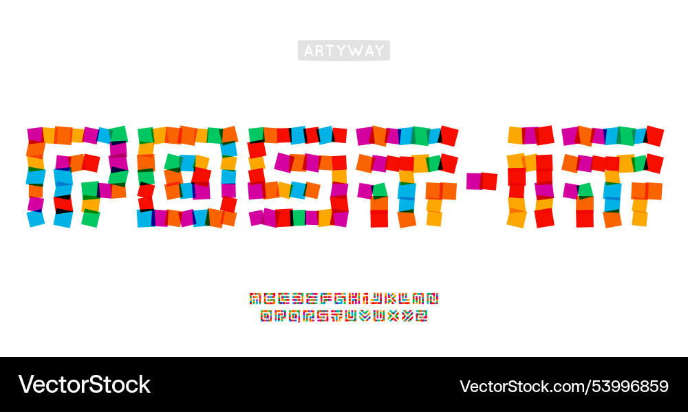 Post-it font colorful sticky note forming each Post-it font colorful sticky note forming each vector image