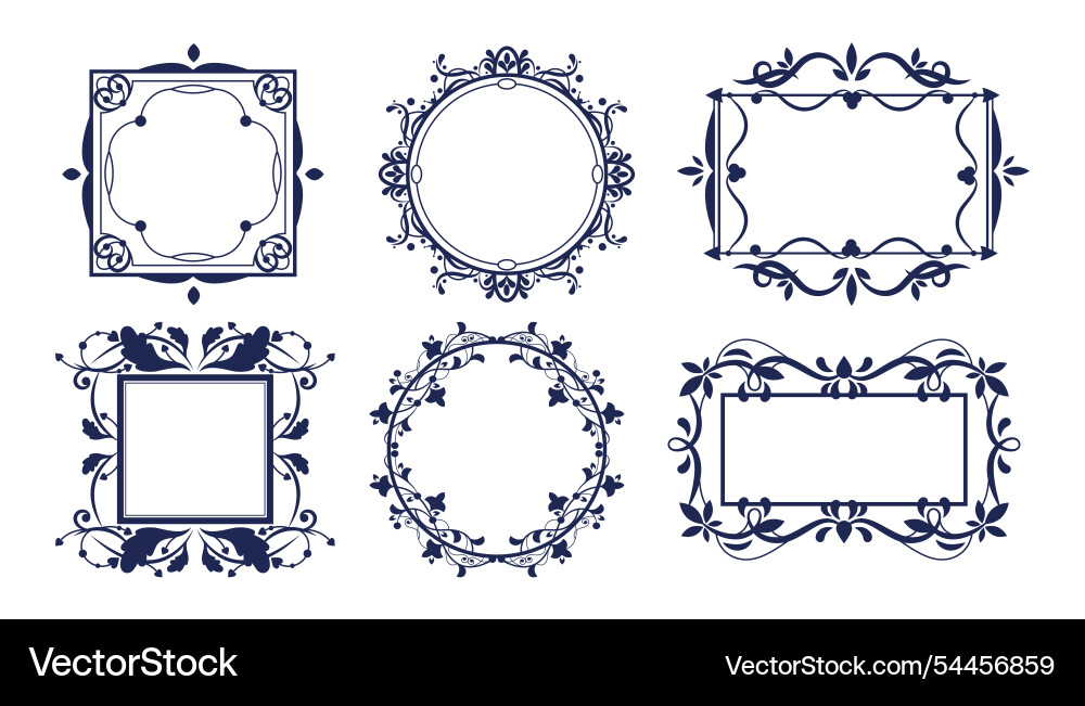 Set of linear frames geometrical shape border vector image