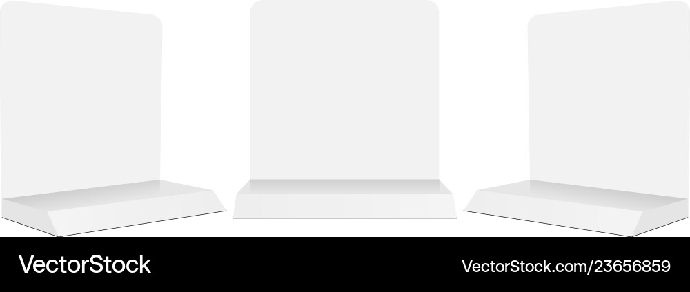 Set of tabletop display stands mockups isolated Vector Image