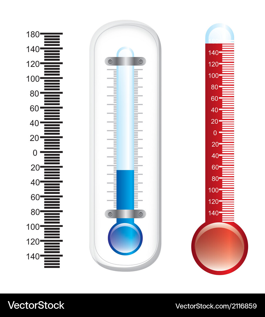 Thermometer with numbers over white background Vector Image