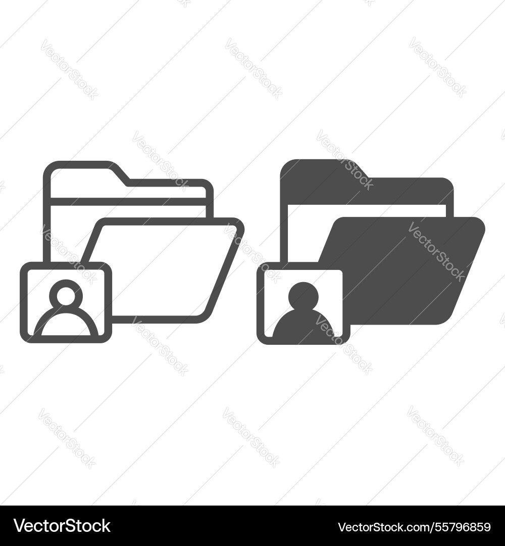 User folder line and solid icon remote work User folder line and solid icon remote work vector image
