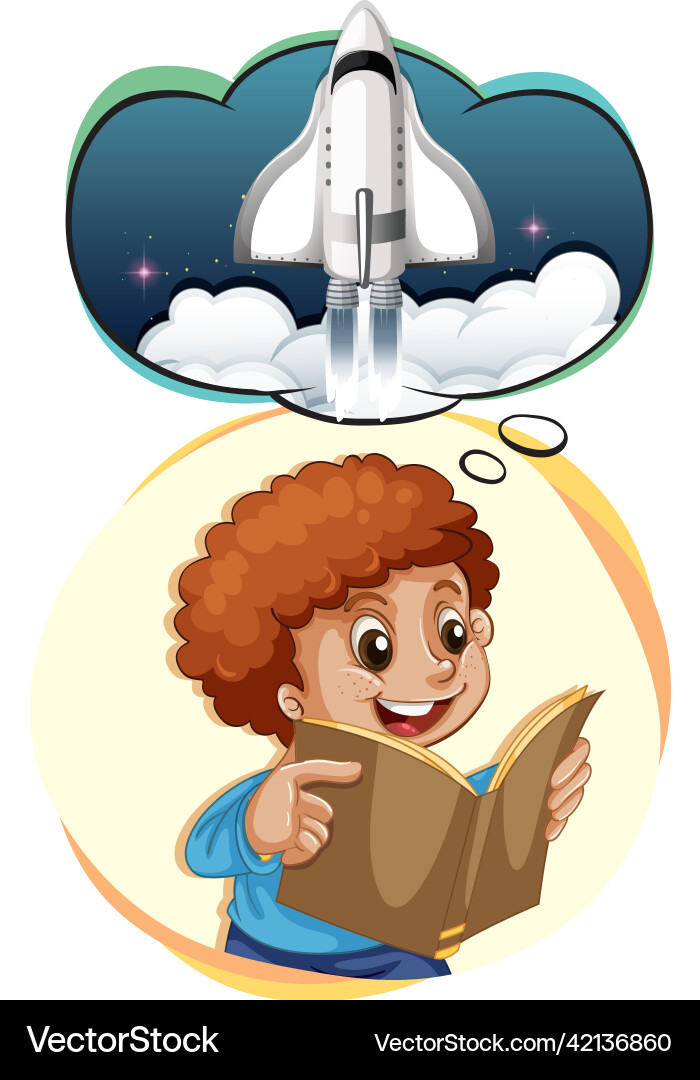 A boy reading with empty callout A boy reading with empty callout vector image