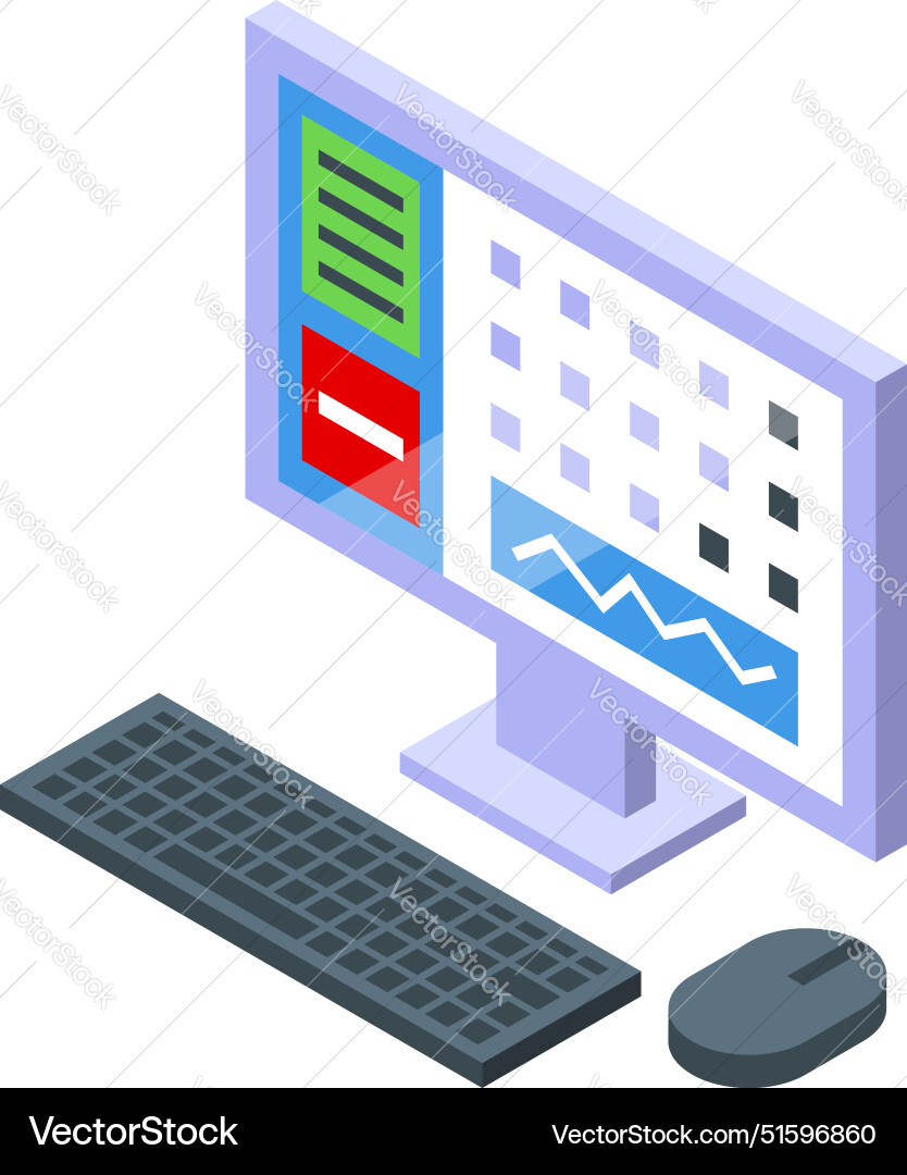Computer showing statistics chart with keyboard Computer showing statistics chart with keyboard vector image