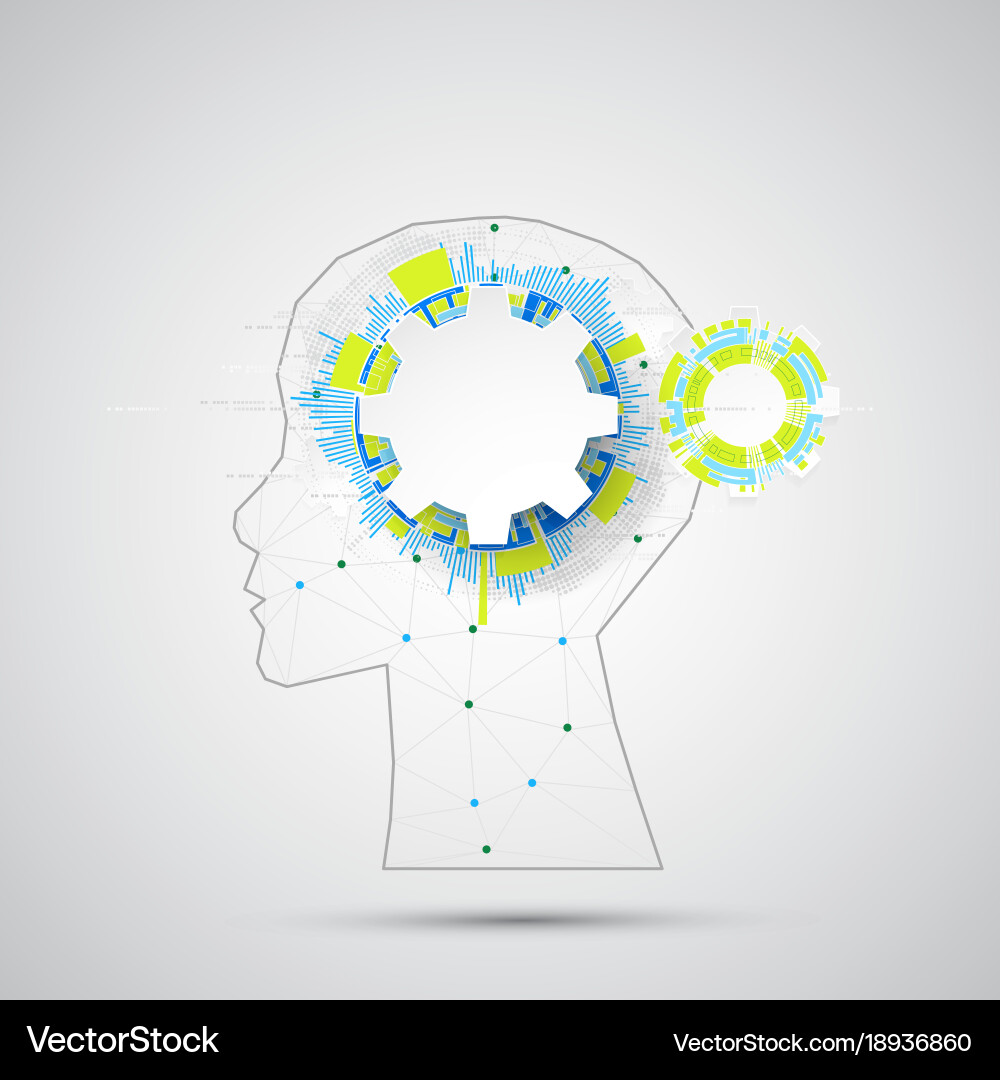 Creative brain concept background with triangular Vector Image