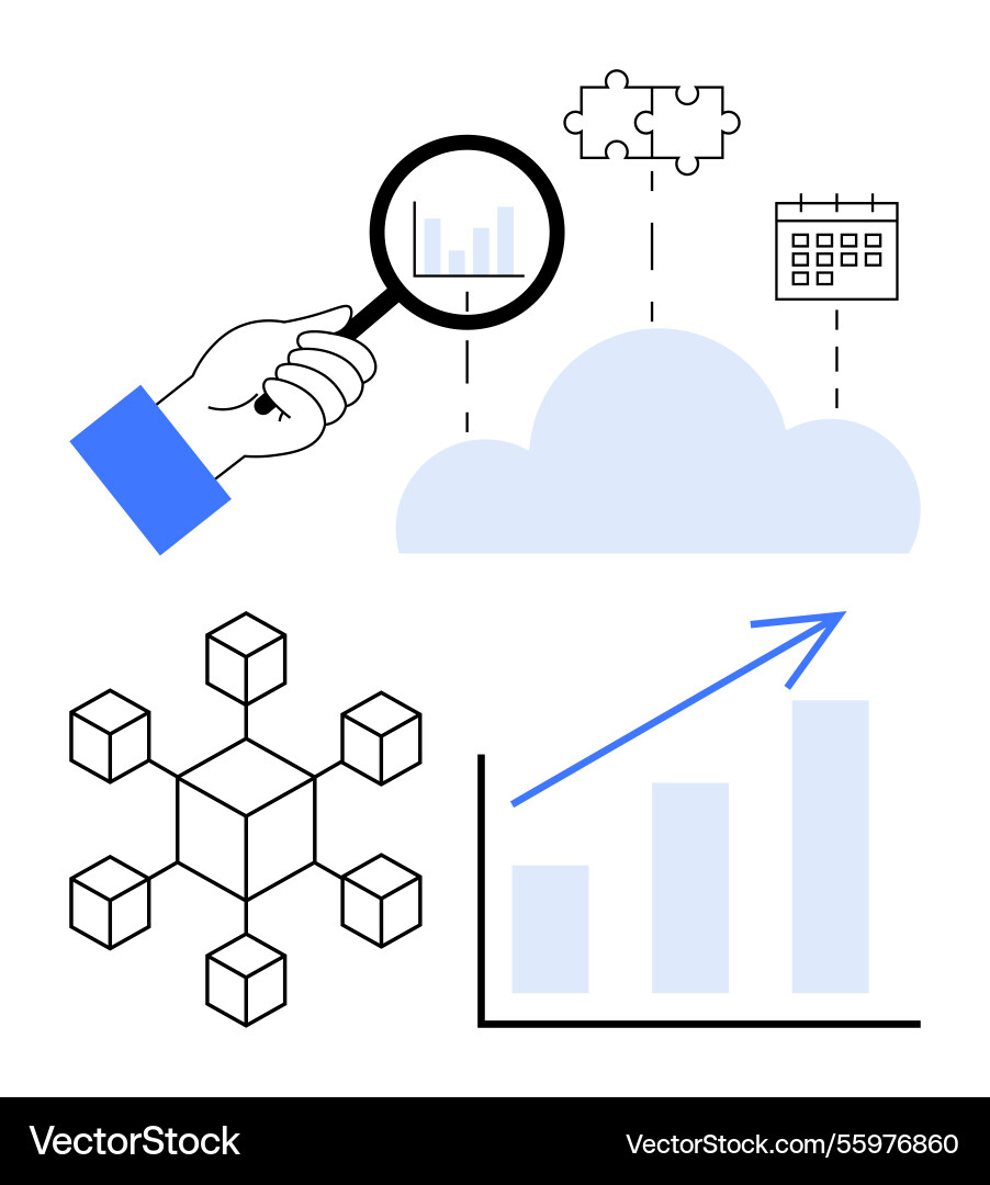 Data analysis and cloud integration with growth Data analysis and cloud integration with growth vector image
