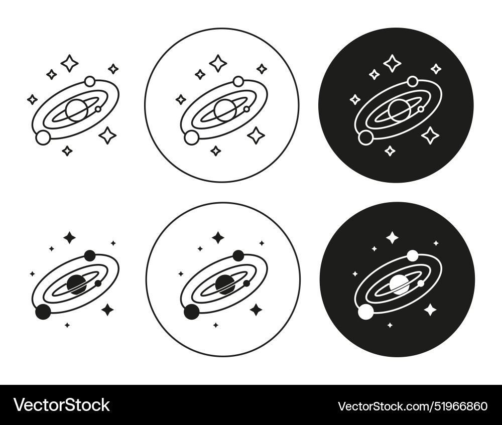 Galaxy linear thin line icon graphics set vector image