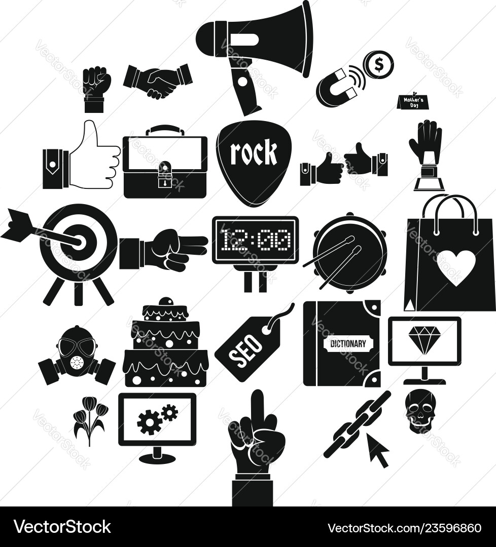 Gestures icons set simple style Gestures icons set simple style vector image