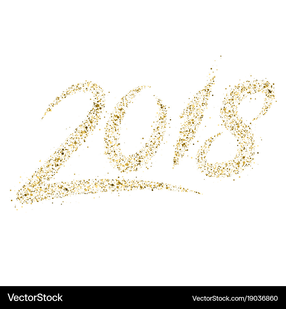 Golden particle wave in form of 2018 digits vector image