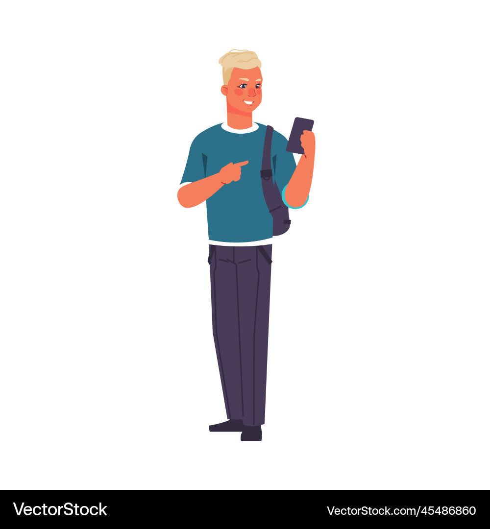 Man hold smartphone people using phone collection vector image