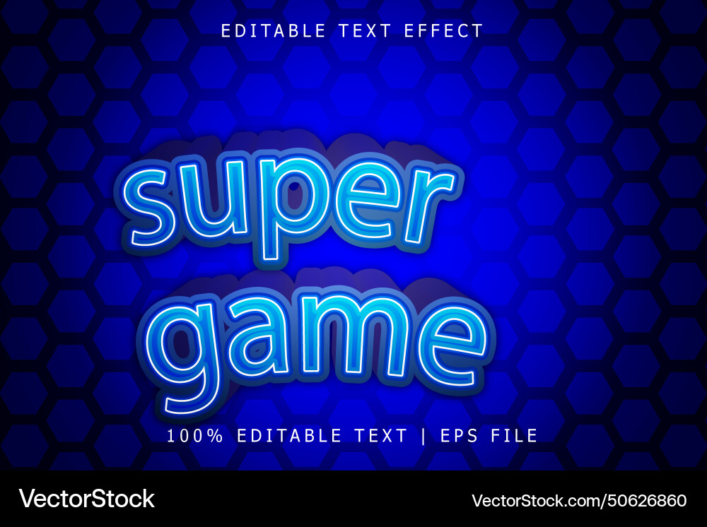 Super game editable text effect 3 dimension Super game editable text effect 3 dimension Vector Image