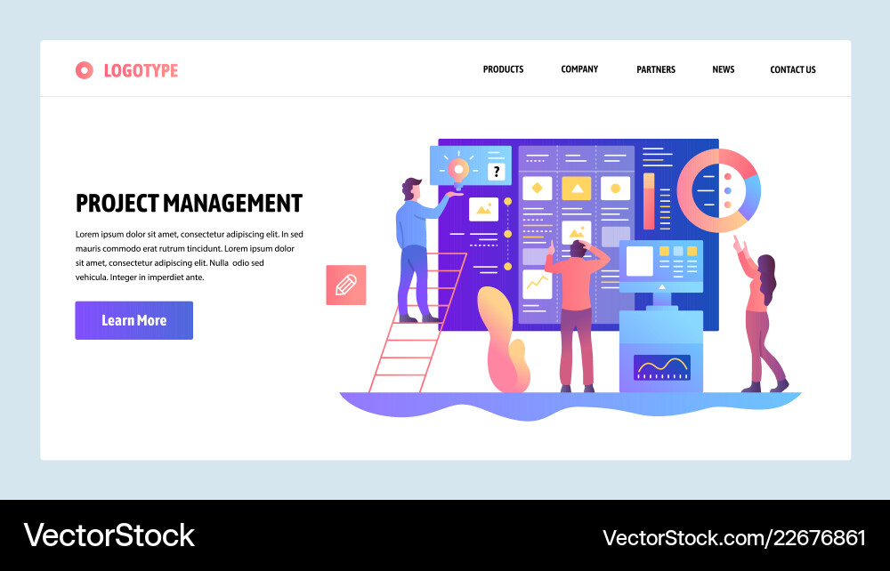 Agile Project Management Website Template vector image