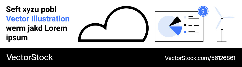 Cloud with analytics dashboard and wind turbine Cloud with analytics dashboard and wind turbine Vector Image
