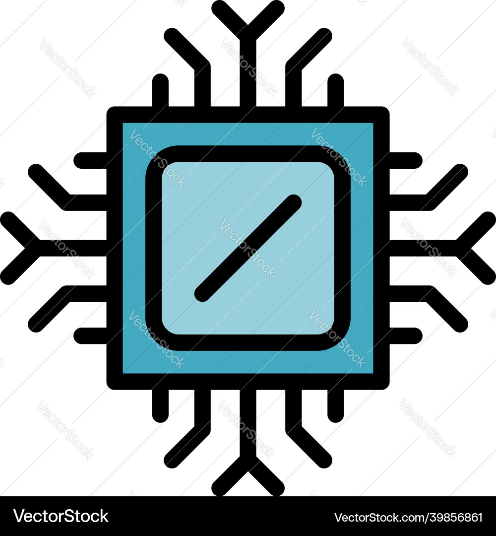 Computer processor icon color outline Computer processor icon color outline vector image