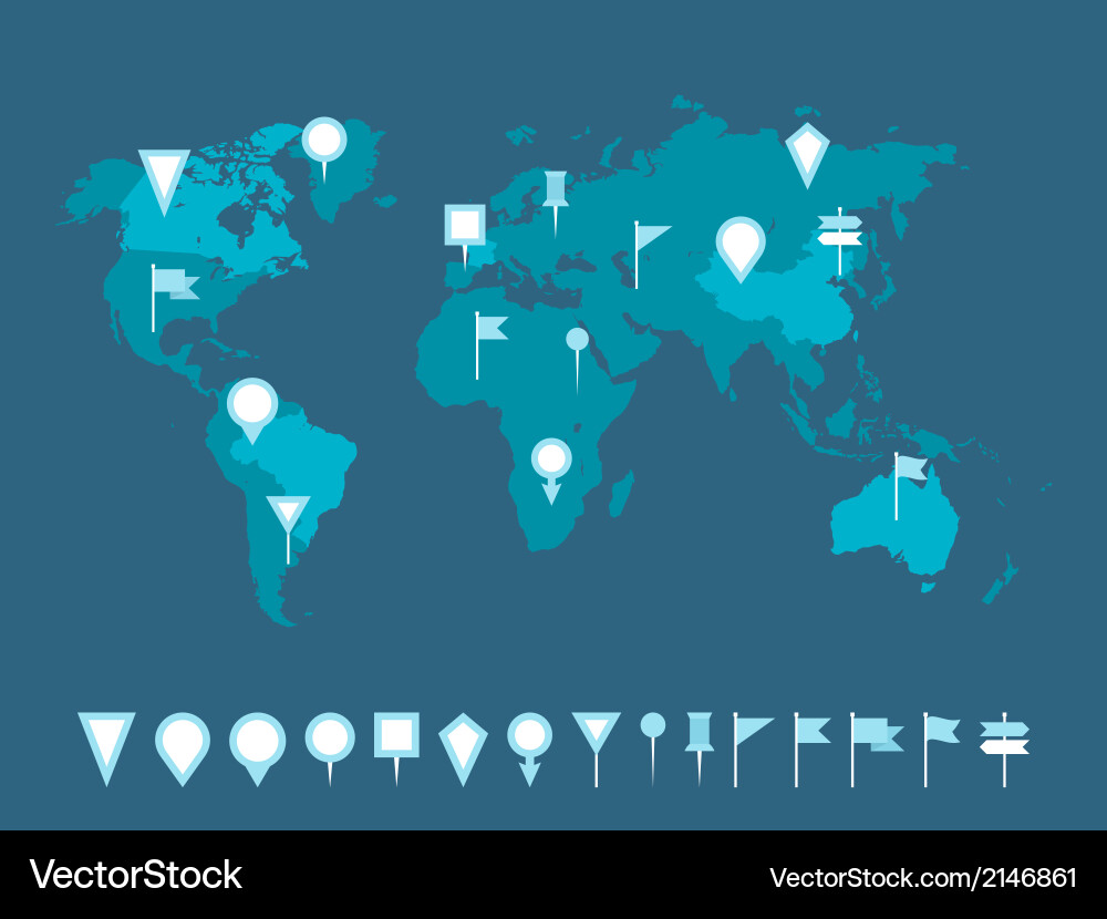 Flat Map Markers Set vector image