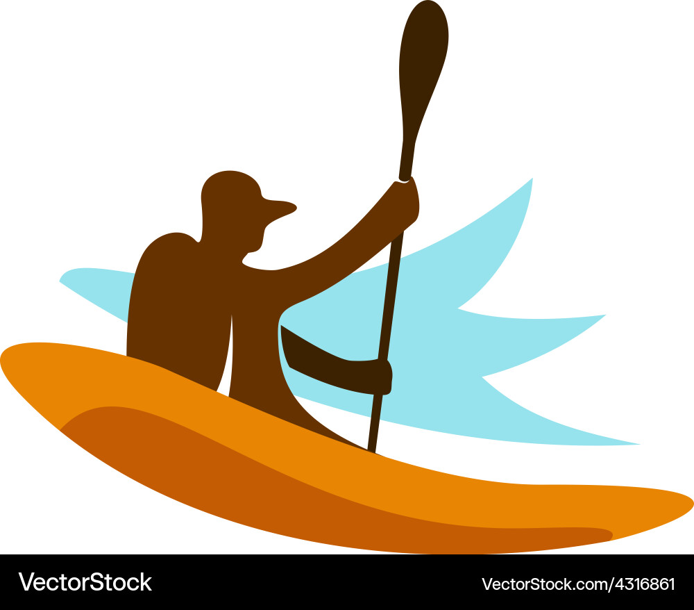 Kayaking Fisherman Logo Vector Image