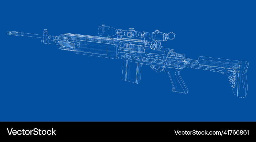 Machine gun rendering of 3d Vector Image