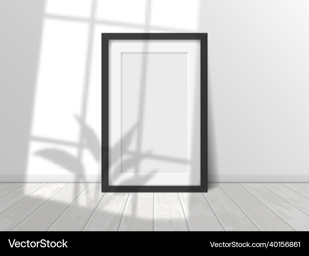 Realistic blank picture frame with window shadow Realistic blank picture frame with window shadow vector image