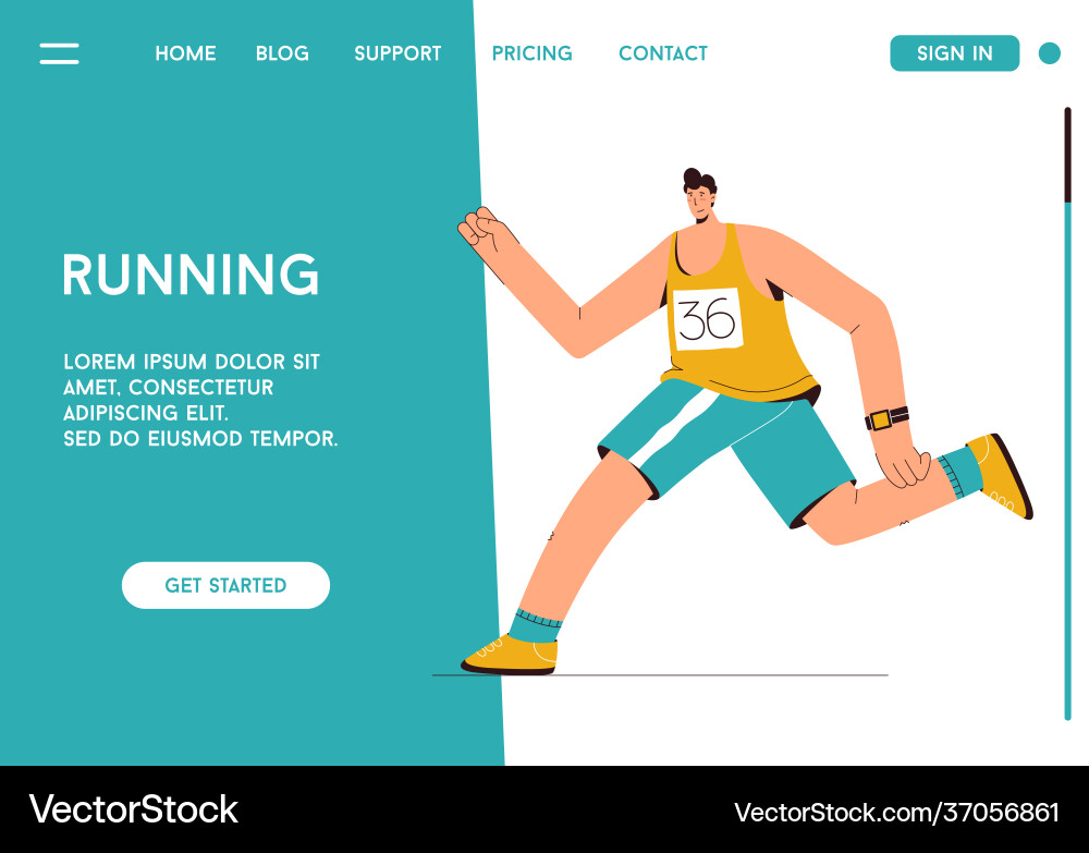 Running Concept Landing Page Vector Image