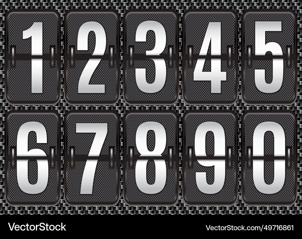 Set of numbers for a three-dimensional scoreboard vector image