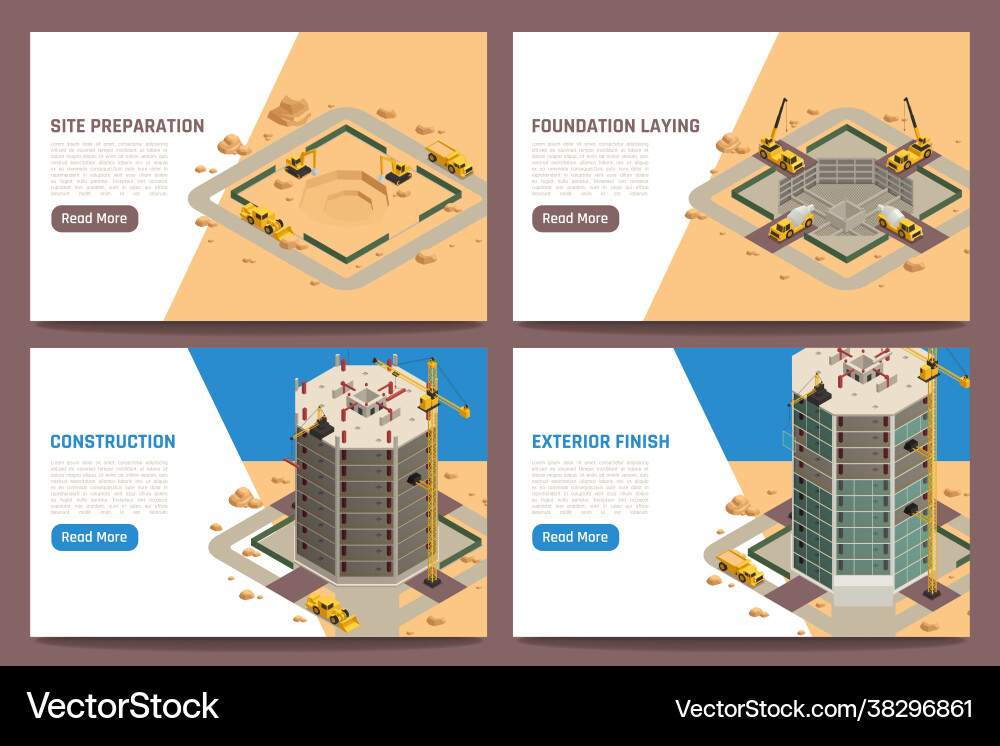 Skyscraper construction banners set vector image