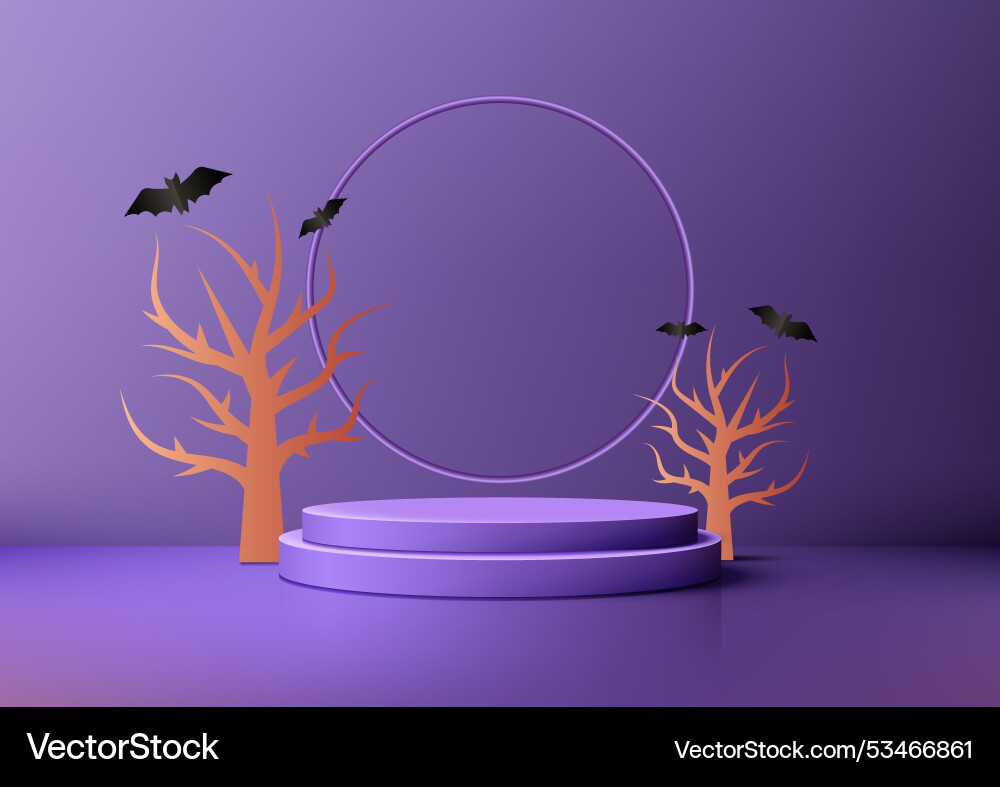 Spooky halloween Szene mit 3d kreisförmigem Podium Spooky halloween Szene mit 3d kreisförmigem Podium vektorbild
