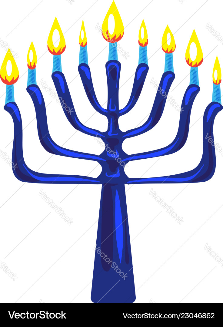Blue menorah icon cartoon style Blue menorah icon cartoon style vector image