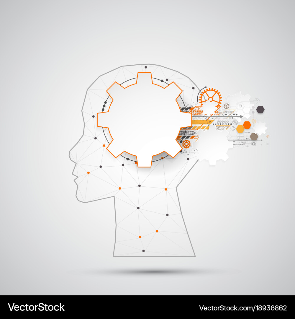 Creative brain concept background with triangular vector image