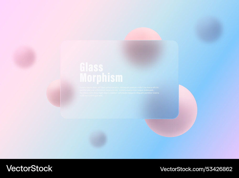 Glass morphism landing page with frame Glass morphism landing page with frame vector image