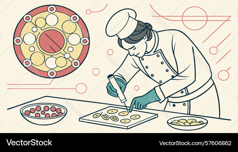 Pastry chef creating a dessert design generative vector image