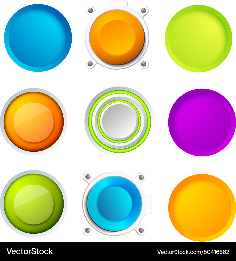 Set of blank colorful buttons Set of blank colorful buttons Vector Image