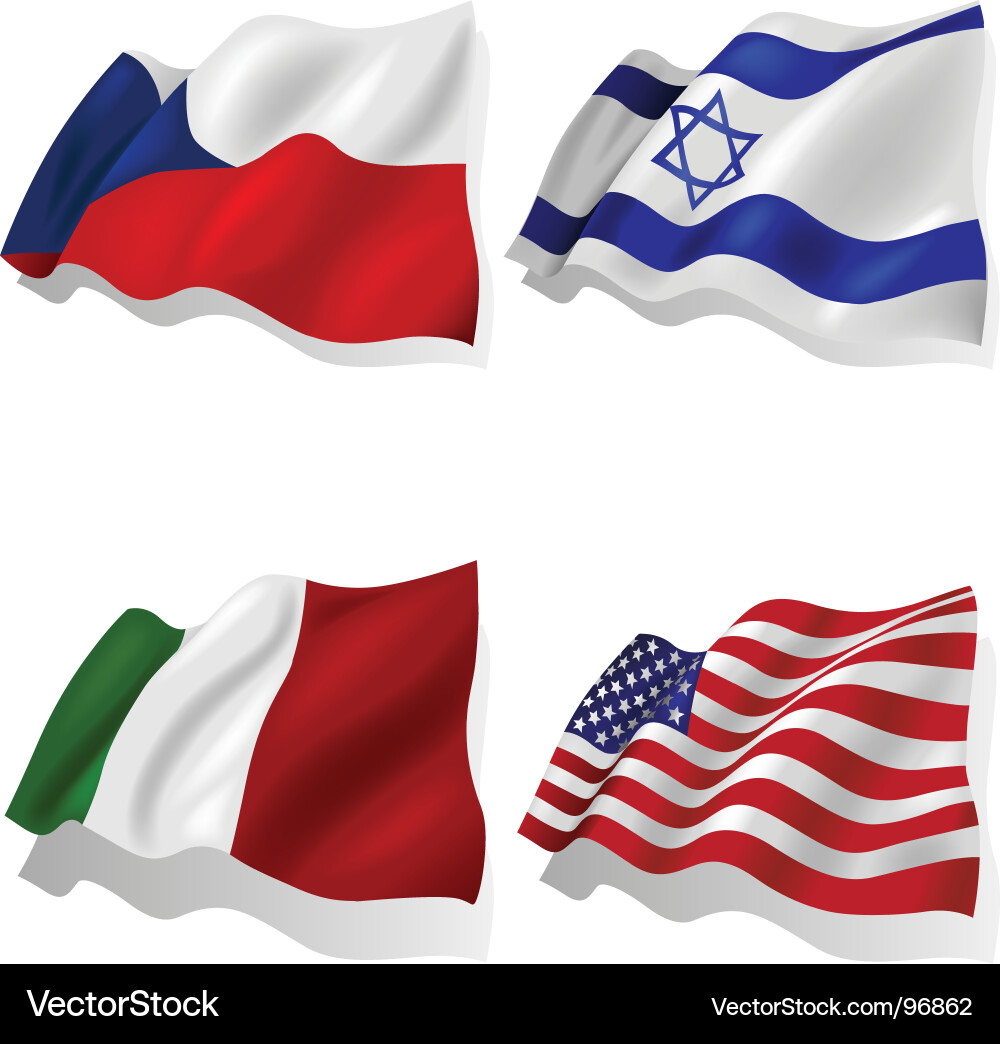 Waving Flags Collection Vector Image
