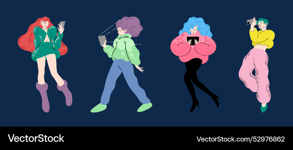 Woman with cellphone mobile phone in people hands Woman with cellphone mobile phone in people hands vector image