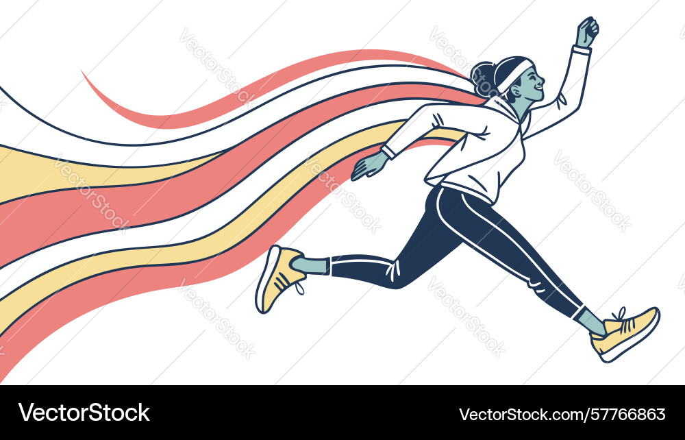 Dynamic female runner with speed lines design Vector Image